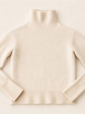 Aritzia Wilfred Off White Mock Neck/ Turtleneck Sweater - 100% Merino Wool /